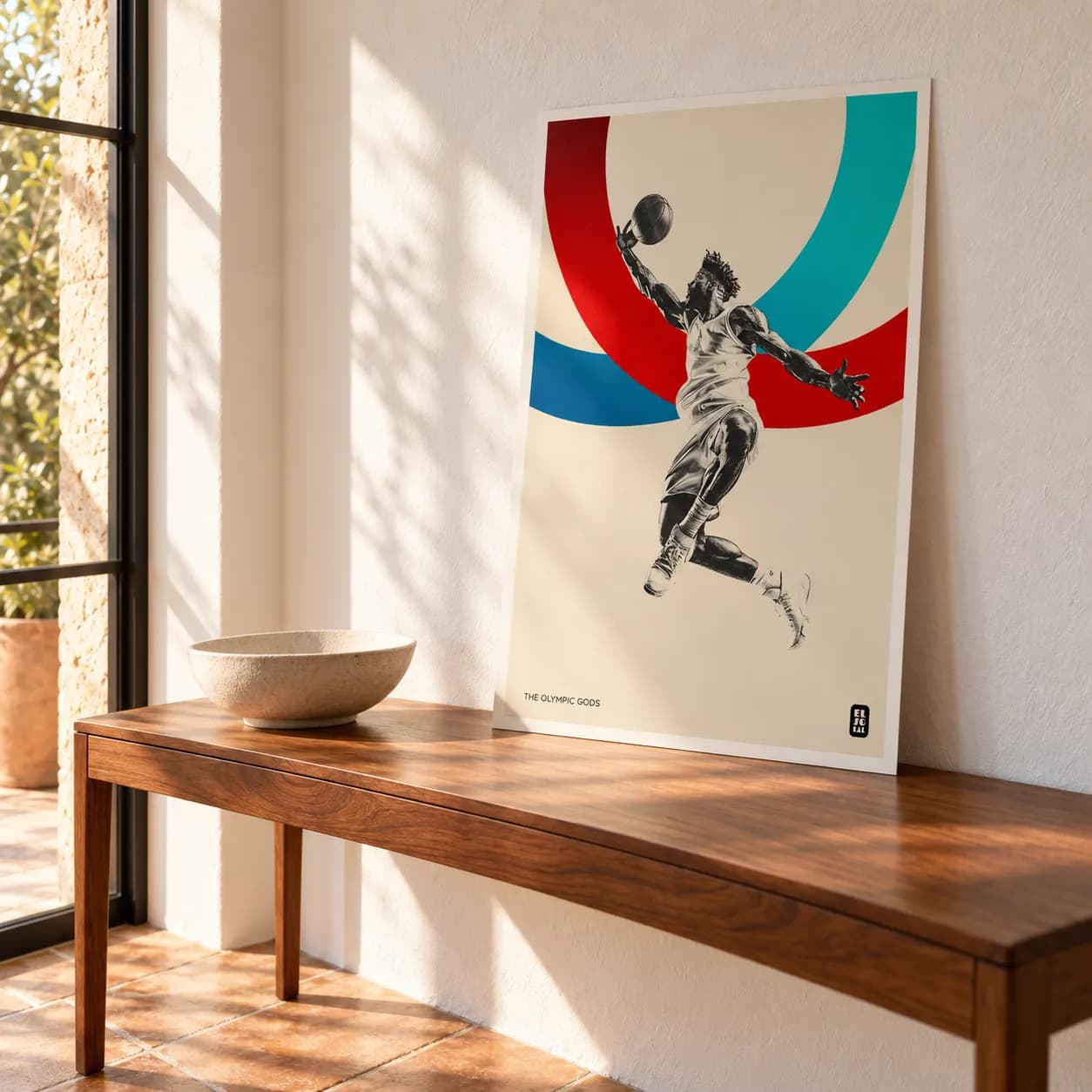 The Basketball leaning against the wall, seen closer
