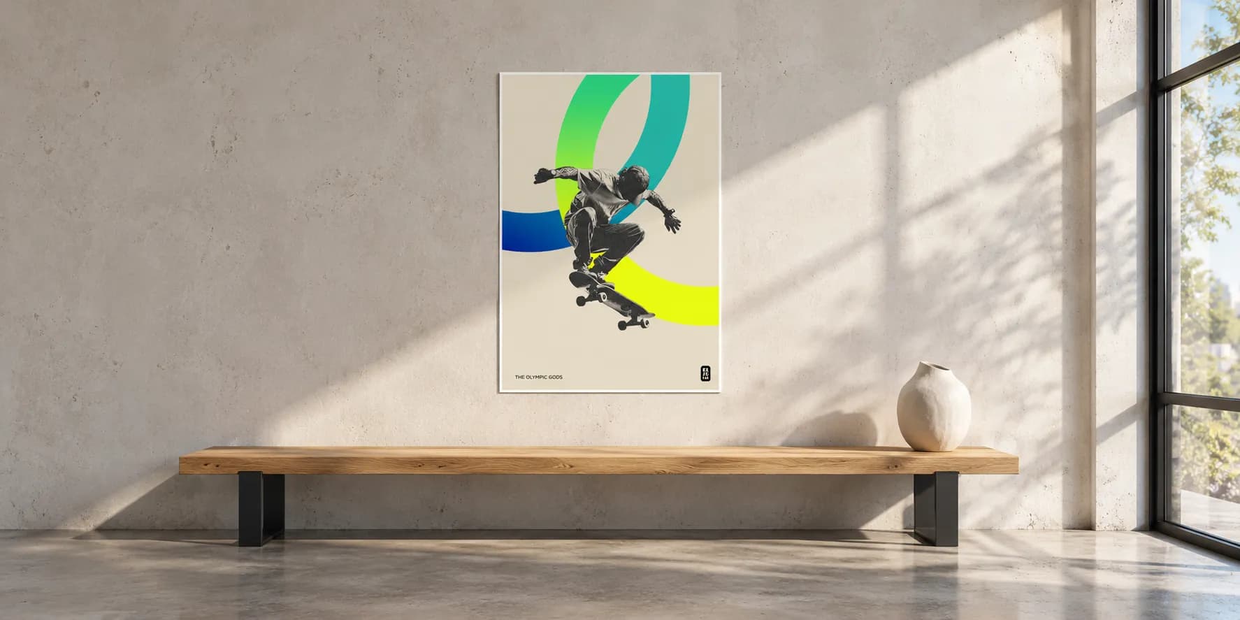 The Skater on the wall of a calm, light interior