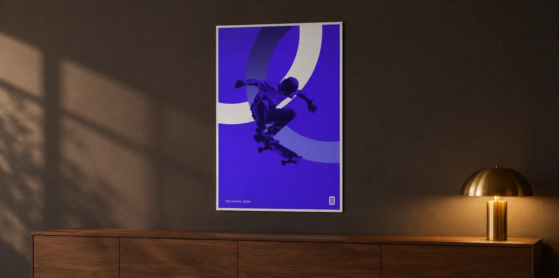 The Skater on the wall of a calm, light interior